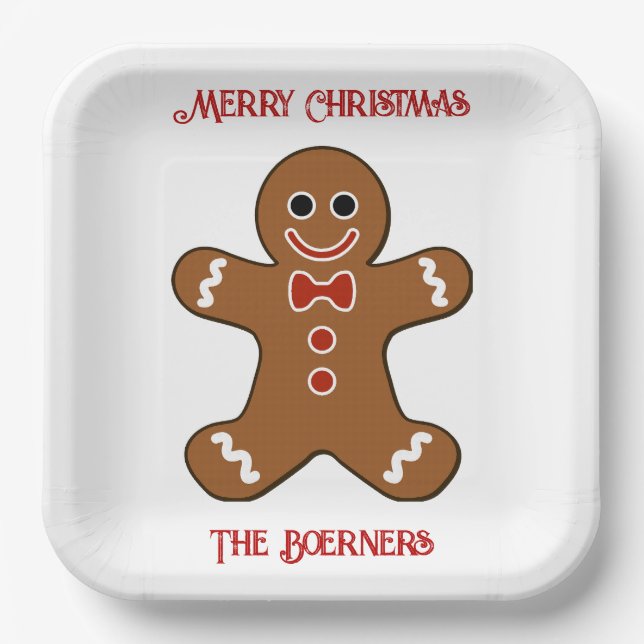 Assiettes En Carton Gros pain d'épices Homme Cookies Noël (Recto)