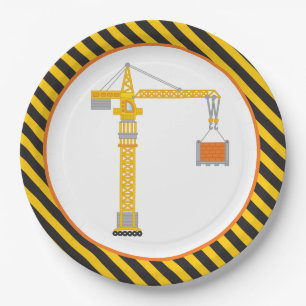 Assiettes En Carton Grue de construction Anniversaire Plaque papier