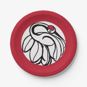 Assiettes En Carton Grue japonaise Tancho