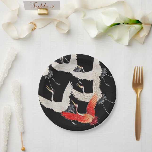Assiettes En Carton Grues volantes : Japonais Bird Kimono Art (Mariage)