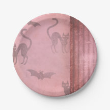 Grunge Dusty Chats roses chauves-souris & rayures 