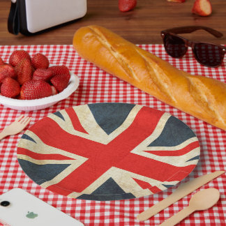 Assiettes En Carton Grunge Vintage United Kingdom Flag Paper Plate