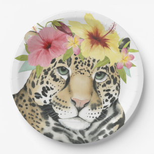 Assiettes En Carton Guépard doux tropical du halo