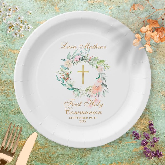 Assiettes En Carton Guirlande de fleurs champêtres (Créateur téléchargé)