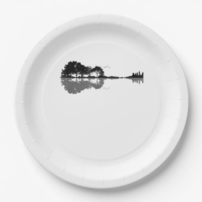 Assiettes En Carton Guitare acoustique Nature Est Musique Basse Guitar (Devant)