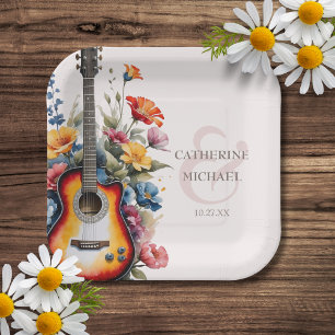 Assiettes En Carton Guitare Wildflower Esperluette Musical Mariage