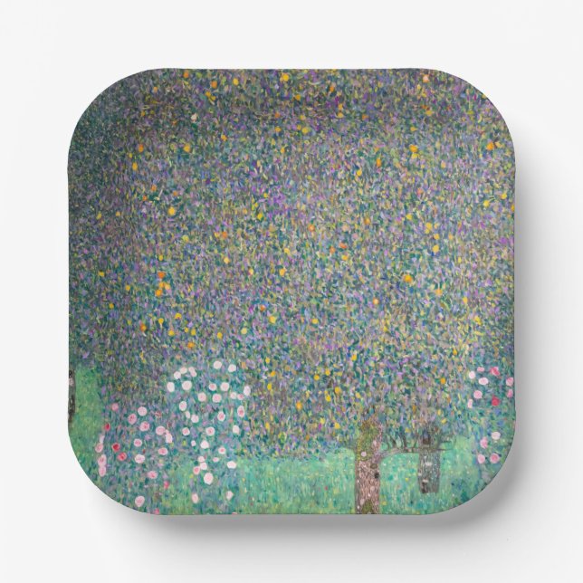 Assiettes En Carton Gustav Klimt - Rosiers sous les arbres (Recto)