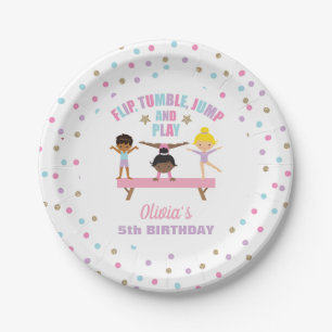 Assiettes En Carton Gymnastique anniversaire pastel