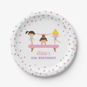 Assiettes En Carton Gymnastique anniversaire pastel