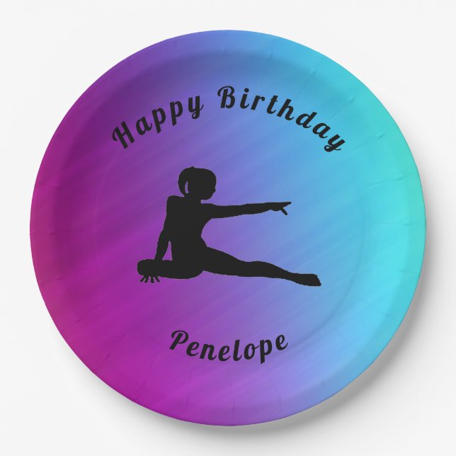 Assiettes En Carton Gymnastique Bonne Anniversaire Gradient Plaques de (Devant)