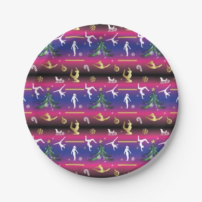 Assiettes En Carton Gymnastique féminine Arbre de Noël (Devant)