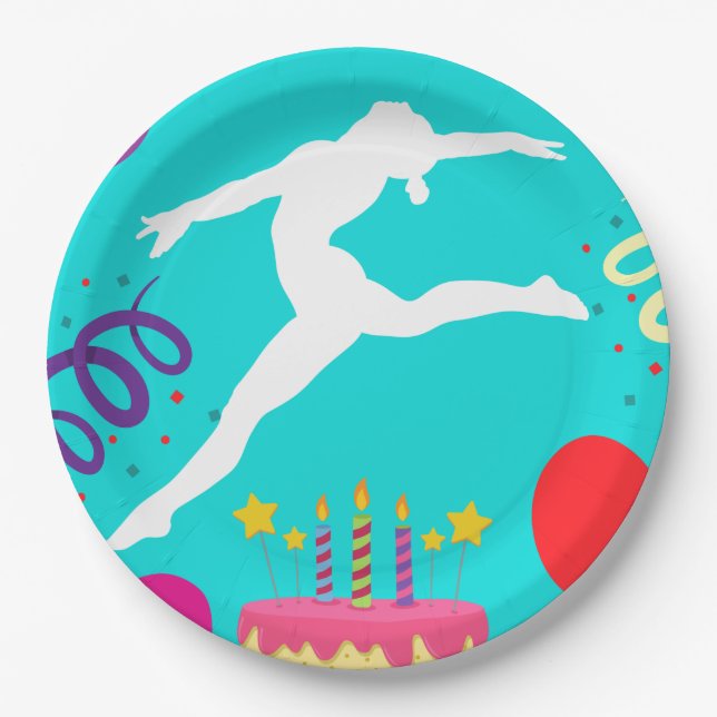 Assiettes En Carton Gymnastique fête d'anniversaire (Devant)