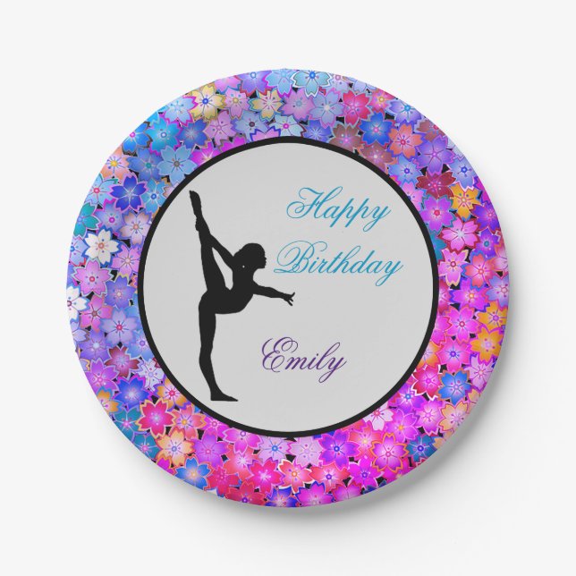 Assiettes En Carton Gymnastique Joyeux anniversaire Personnalisé (Devant)