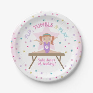Assiettes En Carton Gymnastique Jump Party Red Hair Anniversaire