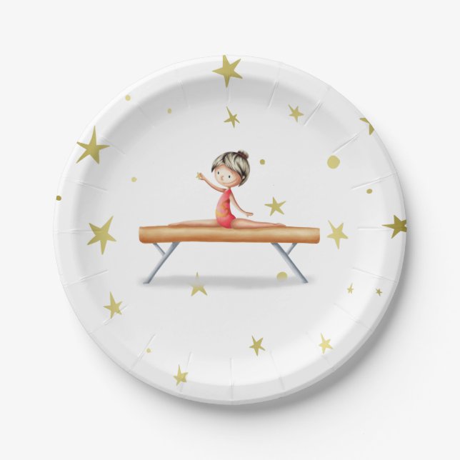 Assiettes En Carton Gymnastique mignonne Fille Anniversaire (Devant)