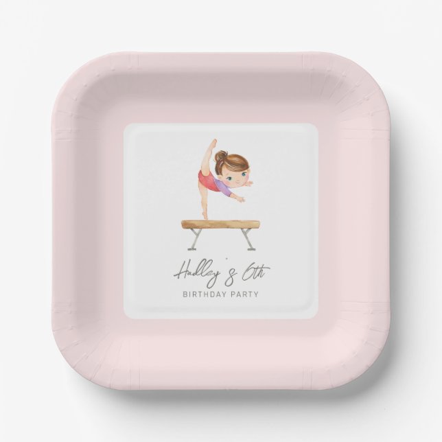 Assiettes En Carton Gymnastique Plaques de fête d'anniversaire (Recto)