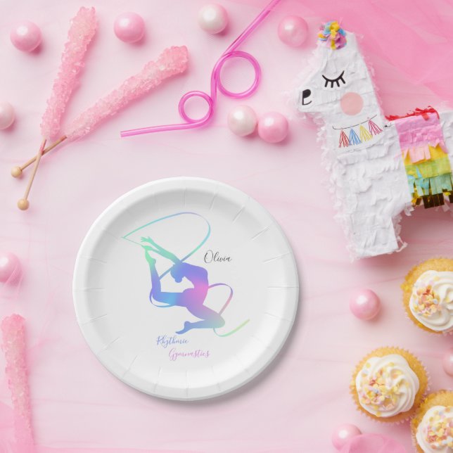 Assiettes En Carton Gymnastique rythmique Plaques de papier ruban - Él (Fête)