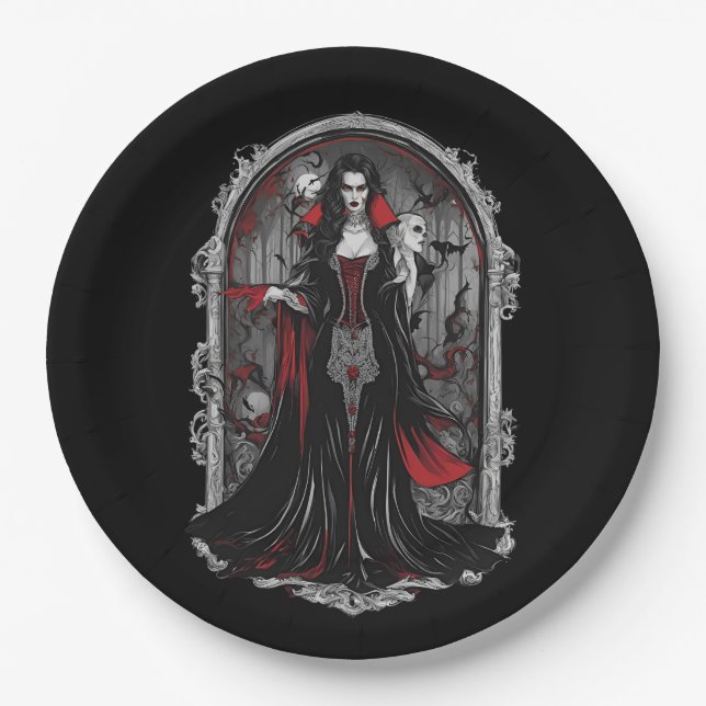 Assiettes En Carton Halloween 4 vampire, amusant, monstre effrayant, h (Devant)