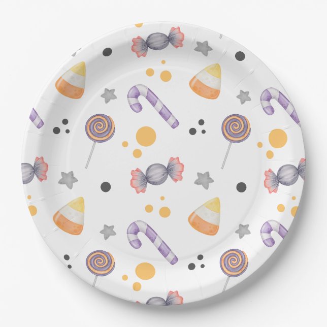Assiettes En Carton Halloween Animaux Citrouilles Petit Baby shower Bo (Devant)