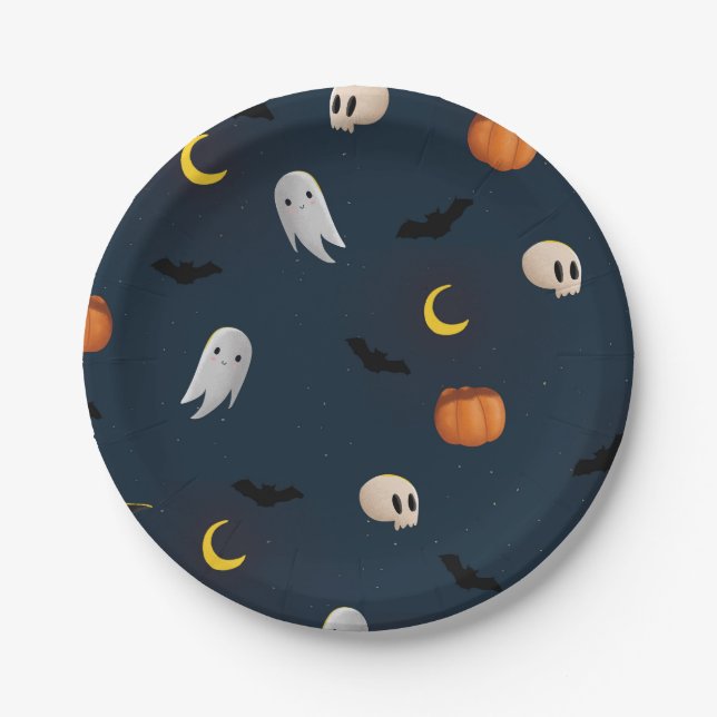 Assiettes En Carton Halloween Art Halloween Squelette Art Happy Hallow (Devant)