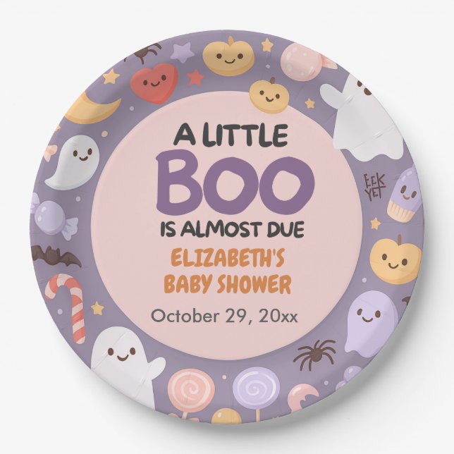 Assiettes En Carton Halloween baby shower Little Boo (Devant)