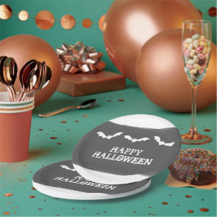 Assiettes En Carton Halloween Bats d'aquarelle noir blanc