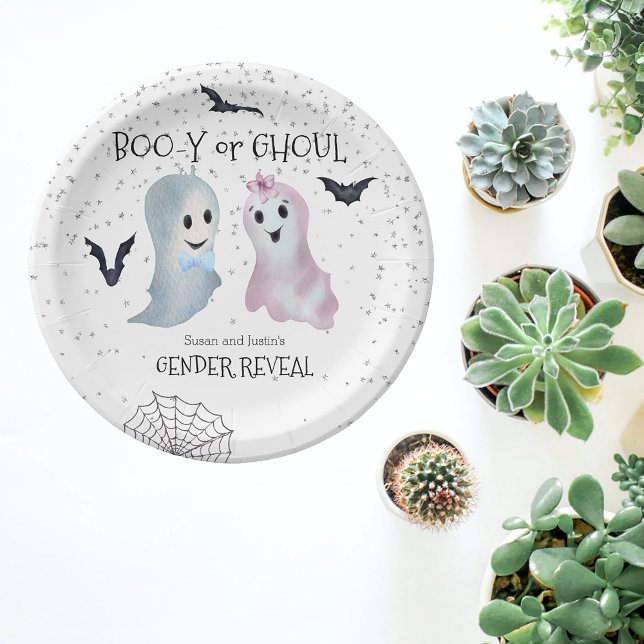 Assiettes En Carton Halloween Boo-y et Ghoul Genre Révéler les fantôme (Créateur téléchargé)