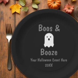 Assiettes En Carton Halloween Boos et Booze