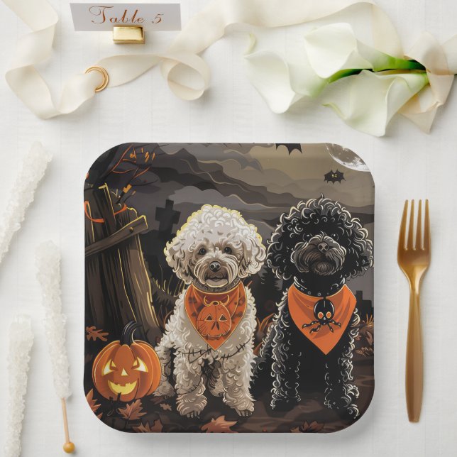 Assiettes En Carton Halloween caniche Éffrayant (Mariage)