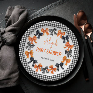 Assiettes En Carton Halloween Coquette Black Baby shower Orange Bows