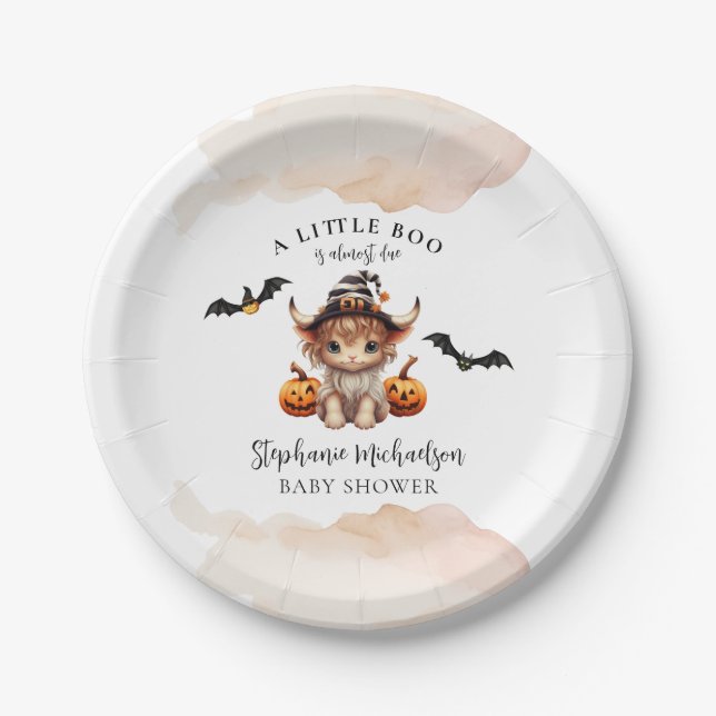 Assiettes En Carton Halloween Cow Little Boo Baby shower (Devant)