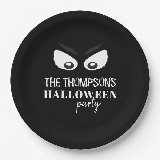 Assiettes En Carton Halloween Cute Black Typographie Éffrayant Boo (Devant)