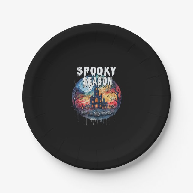 Assiettes En Carton Halloween de la saison éffrayante (Devant)