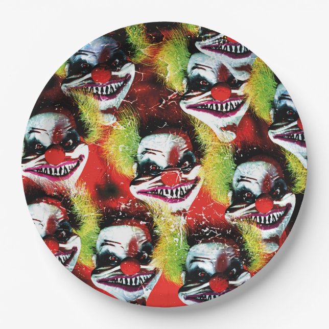 Assiettes En Carton halloween déplaisant méchant horreur clown collage (Devant)