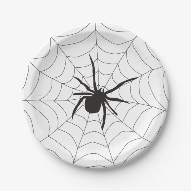 Assiettes En Carton Halloween déplaisante Spider Web (Devant)