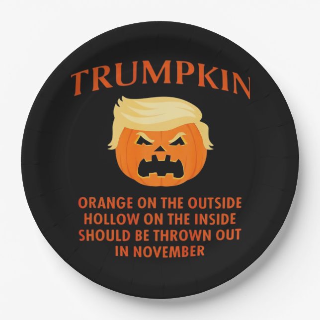 Assiettes En Carton Halloween drôle anti Trumpkin (Devant)