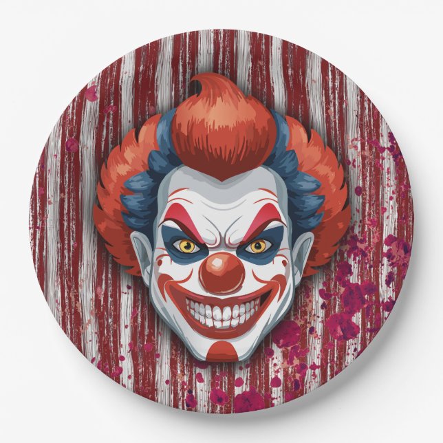 Assiettes En Carton Halloween du Carnaval de Clown déplaisant (Devant)
