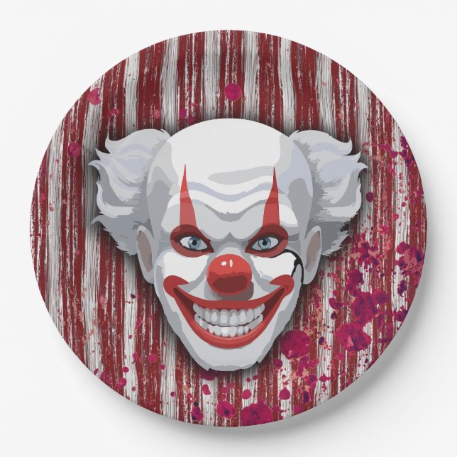 Assiettes En Carton Halloween du Carnaval de Clown déplaisant (Devant)