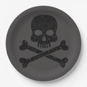 Assiettes En Carton Halloween du crâne de parties scintillant
