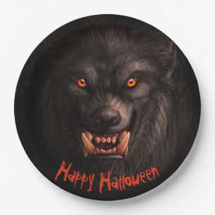 Assiettes En Carton Halloween du loup-garou (Lycanthropie)