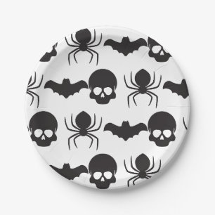 Assiettes En Carton Halloween Éffrayant déplaisant - Crâne, araignée e