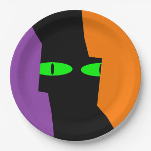 Assiettes En Carton Halloween Éffrayant Kooky Black Cat Eyes