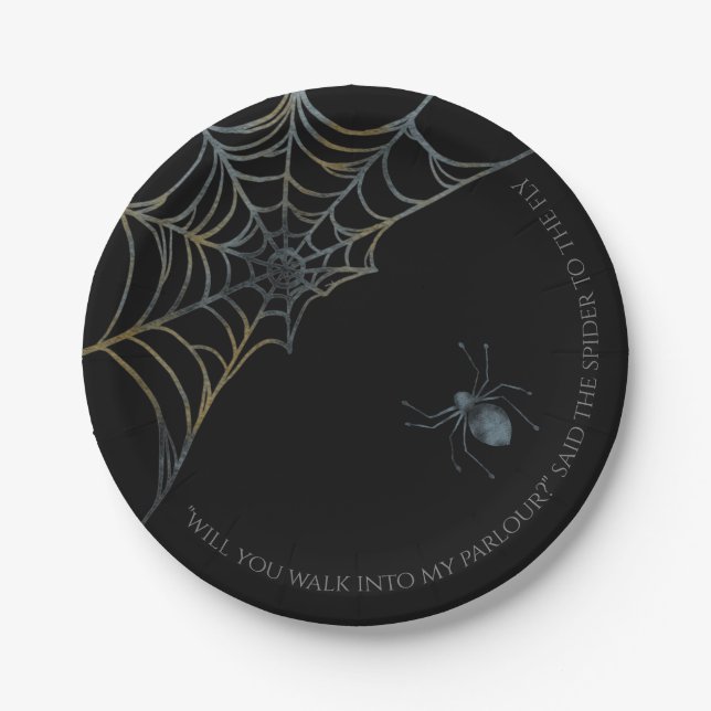 Assiettes En Carton Halloween éffrayant sur le thème de l'araignée (Devant)
