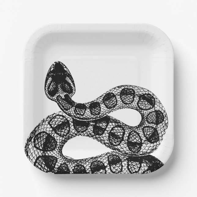Assiettes En Carton Halloween élégant du serpent noir (Recto)