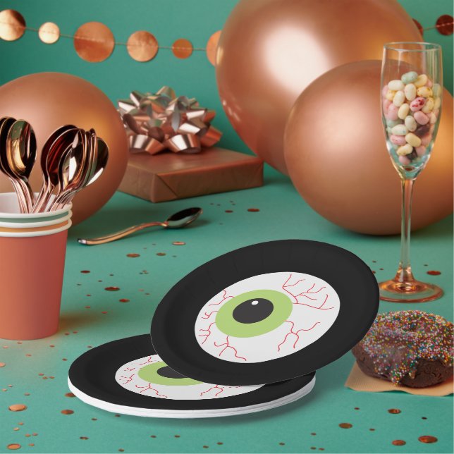 Assiettes En Carton Halloween Eyeball effrayant (Multi)
