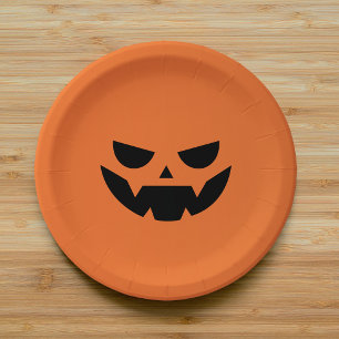 Assiettes En Carton Halloween faciale de Jack-o'-lantern effrayant