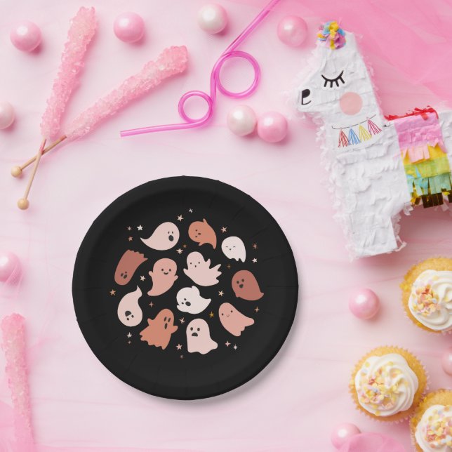 Assiettes En Carton Halloween fantôme mignon (Fête)