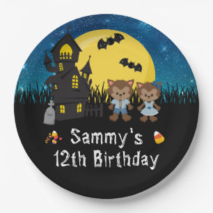 Assiettes En Carton Halloween fête d'anniversaire Werewolf Blue