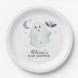 Assiettes En Carton Halloween Ghost Little Boo Baby shower plaque de p