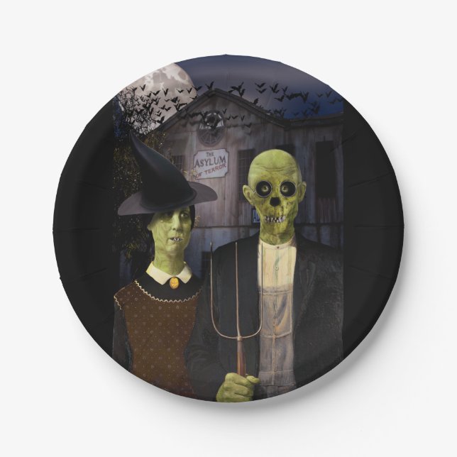 Assiettes En Carton Halloween gothique américain (Devant)